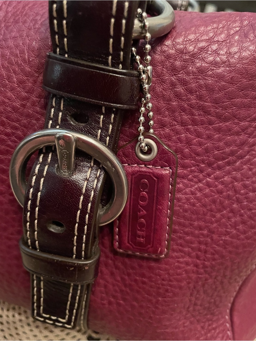 Coach Chelsea Leather Carryall satchel, model #F10887, in a burgundy color - Picture 4 of 13